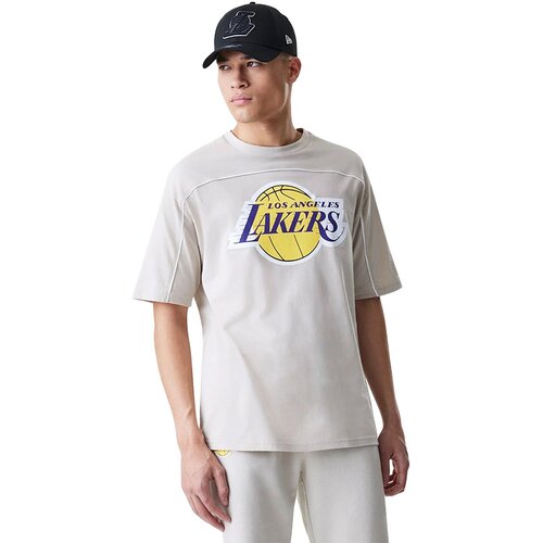 New Era Los Angeles Lakers Piping Light Beige Oversized majica Cene