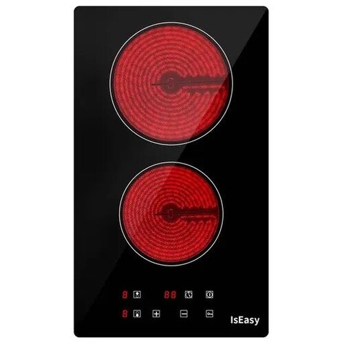 IsEasy T2V-01M &amp;ndash; Ugradbena staklokeramička ploča za kuhanje s 2 zone, 3000 W, upravljanje na dodir, 30 cm, crna Slike