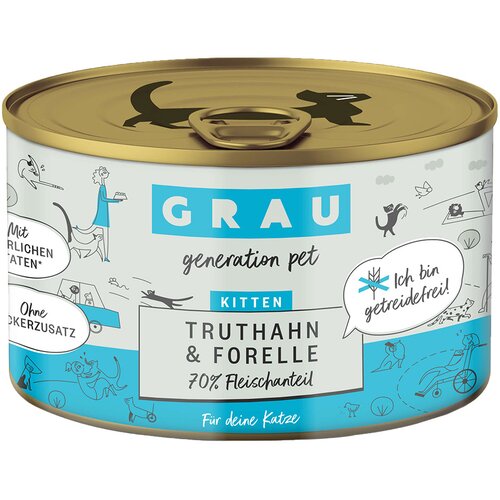 GRAU Kitten brez žit 6 x 200 g - Puran & postrv Cijene