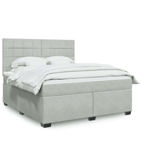 VidaXL Krevet s oprugama i madracem svjetlosivi 180x200 cm bar&amp;scaron;unasti Slike