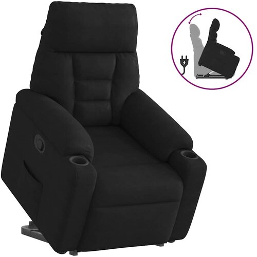 VidaXL Naslonjač na podizanje crni od mikrovlakana Slike