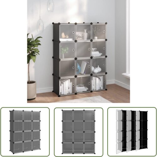 The Living Store Organizator za shranjevanje kock z 12 kockami in vrati Black PP - Kockasta Omarica Za Shranjevanje, (21744357) Cene