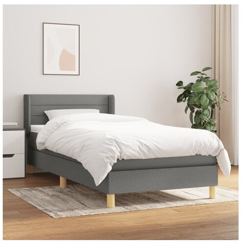  Box spring postelja z vzmetnico temno siva 80x200 cm blago Cene