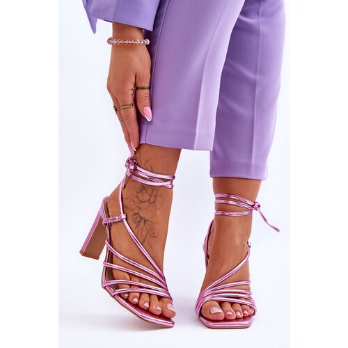FJ1 Fashionable Heeled Sandals Pink Tessoro Slike