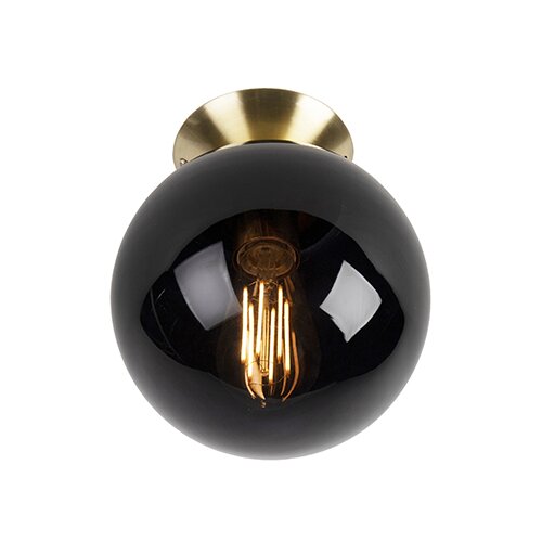 QAZQA Stropna svetilka Art Deco medenina s črnim steklom - Pallon Cene