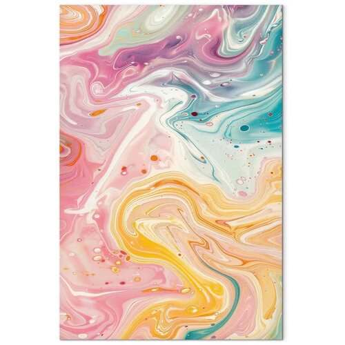  Slika - Colorful Chaos - Dynamic Shapes in Shades of Pink Yellow and Blue 40x60 Cene