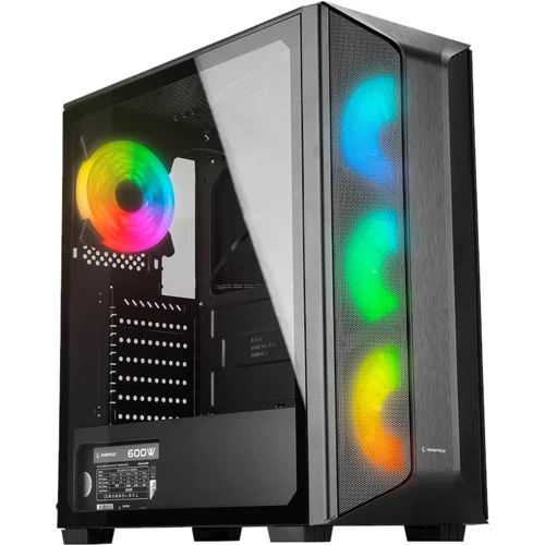 Rampage Kucište gaming HYDRA V2 BLACK Tempered Glass Type-C+USB3.0 4*ARGB Infinity Fan+Hub E-ATX Exclusive...