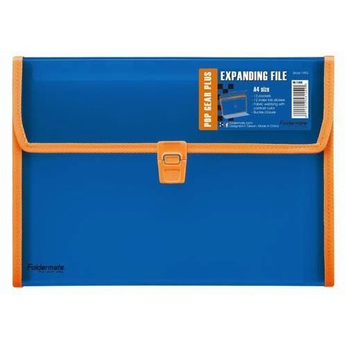 Foldermate Mapa harmonika A4 s 12 pregrada, s kopčom, Pop Gear Plus art. 11038, plava Slike