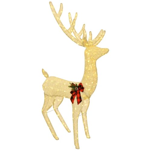  3D Božićni irvas LOVIISA 250 LED lampica Topla bijela - Zlatna tkanina 96 x 40 x 180 cm Slike