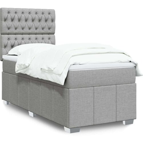 vidaXL Box spring postelja z vzmetnico svetlo siv 100x200 cm blago Cene