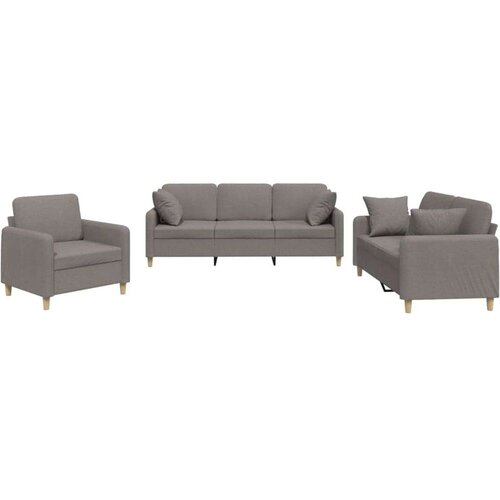  3-dijelni set sofa s jastucima smeđesivi od tkanine Slike