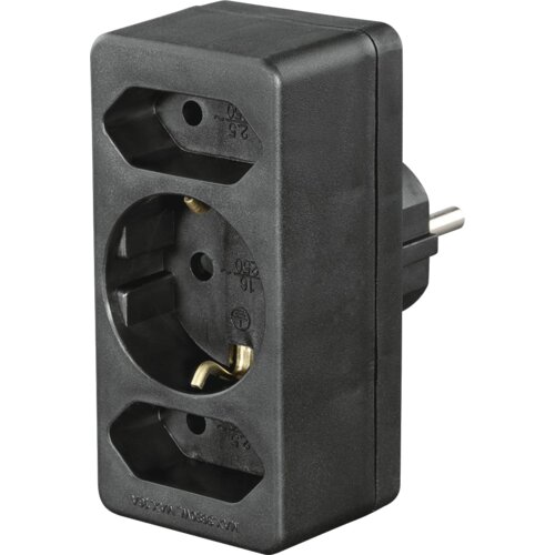 Hama 223216 trojni adapter za vtičnico, 1x ozemljena, 2x evro, črn Cene