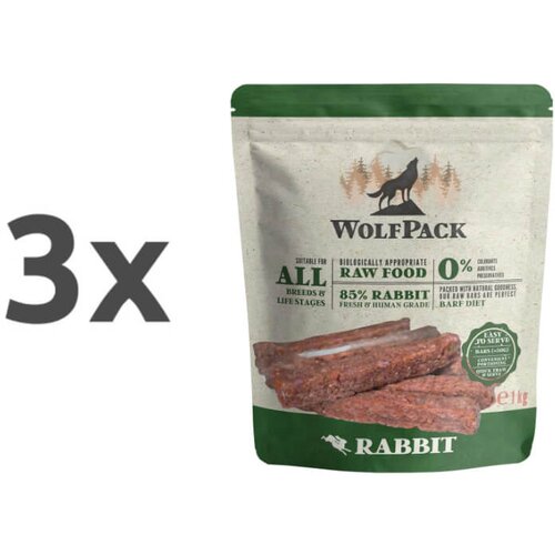 WolfPack Barf surova hrana v obliki palčk, kunec - 1 kg (20 x 50 g) 3 x 1 kg Cene
