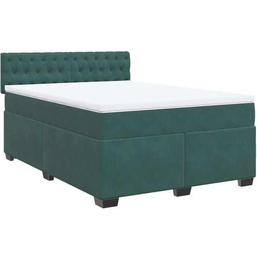 vidaXL Box spring postelja z vzmetnico temno zelen 140x190 cm žamet, (21304579) Cene