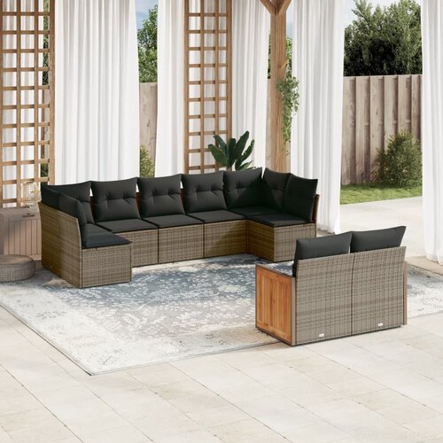 vidaXL 9-dijelni set vrtnih sofa od poliratana s jastucima sivi Cijene