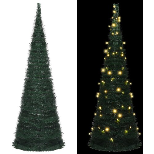 vidaXL Zložljiva umetna novoletna jelka iz traku LED zelena 180 cm Cene