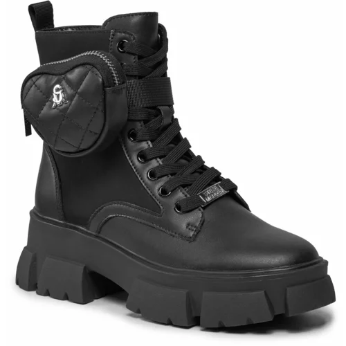 Steve Madden Pohodni čevlji Tanker-H Bootie SM19000035 SM19000035-017 Black Leather