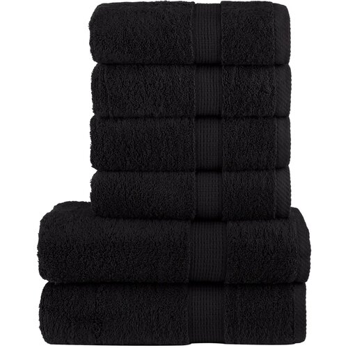 VidaXL 6-dijelni vrhunski set ručnika crni 600 gsm 100 % pamuk Slike