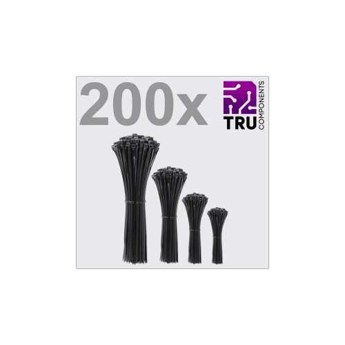 TRU COMPONENTS TC-12888552 T24CA070 vezice 100 mm, 150 mm, 200 mm, 300 mm 3.6 mm crna UV stabilizirana 200 St. Cijene