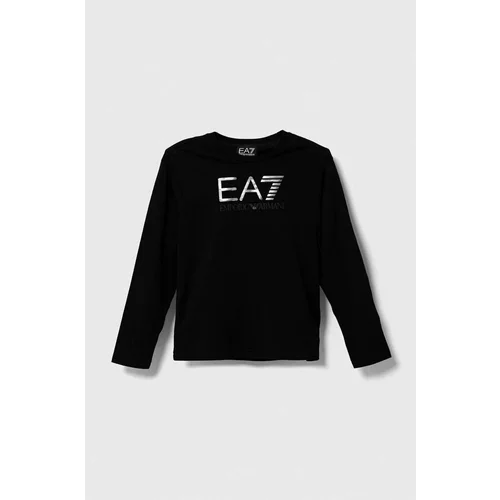 Ea7 Emporio Armani Dječja pamučna majica dugih rukava boja: crna, s tiskom
