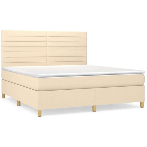  Krevet s oprugama i madracem krem 180x200 cm od tkanine Slike