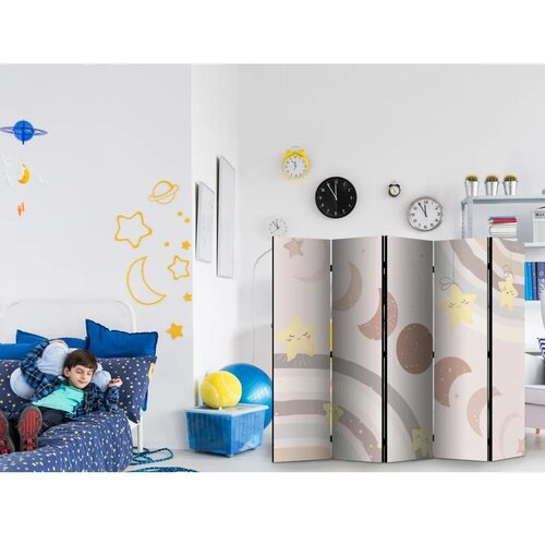  Paravan - Joyful Sky - Yellow Cheerful Stars with a Rainbow Against the Phases of the Moon - in the Sky Colored Light Beige 225x Slike