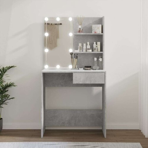 vidaXL Toaletna mizica z LED lučkami betonsko siva 74,5x40x141 cm Cene