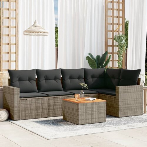 vidaXL 6-dijelni set vrtnih sofa od poliratana s jastucima sivi Cijene