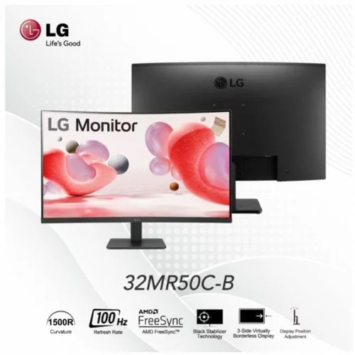 Lg 32" Monitor FHD 100Hz31.5",VA,250cd,5ms,1500R,VGA,HDMIx2,AMD FreeSync,Tilt -5 ~ 20,VESA