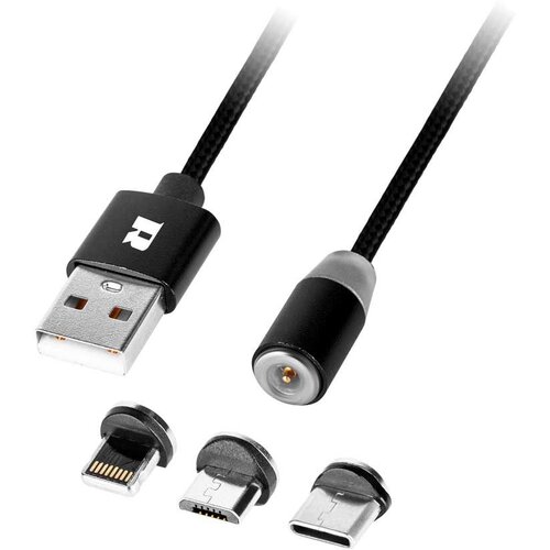 Rebel USB kabel magnetni 2.0 M.- mikro - lightning -C. M., črne barve, 1m, (20811608) Cene