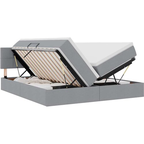  Krevet s od storage Svijetlo siva 180 x 200 cm Lažna koža - Svjetlosiva 180 x 200 cm Blok sa kvadratićima Slike