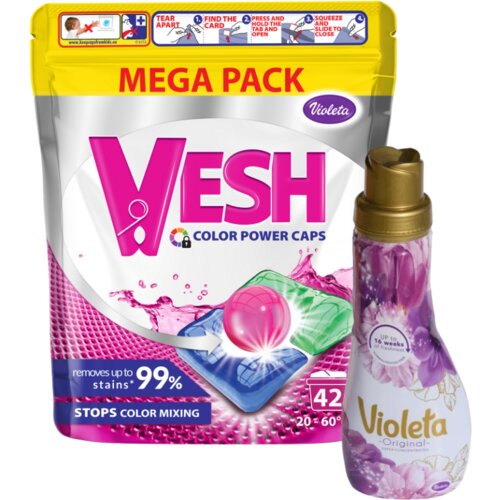 Violeta Deterdžent kapsule za ve&amp;scaron; Color Power, 42 kapsule + Omek&amp;scaron;ivač Original, 0.9l Slike