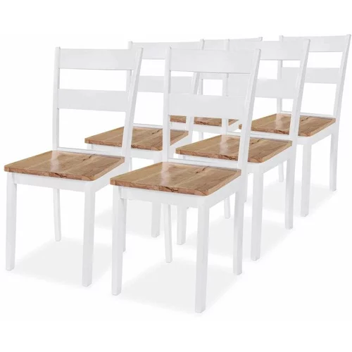  Blagovaonske stolice od masivnog drva kaučukovca 6 kom bijele