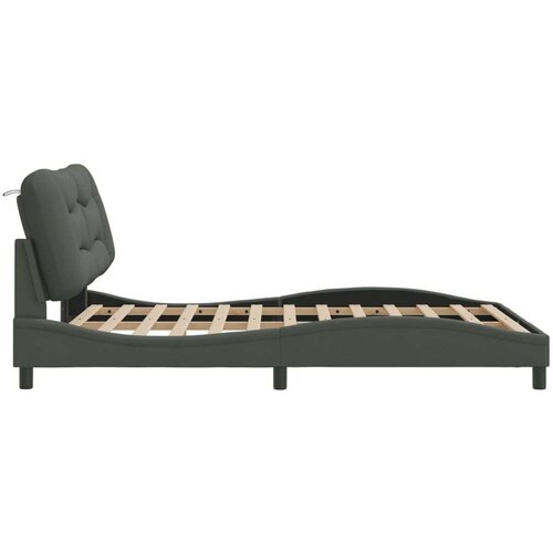  Okvir kreveta s LED svjetlima tamosivi 140 x 190 cm od tkanine Slike