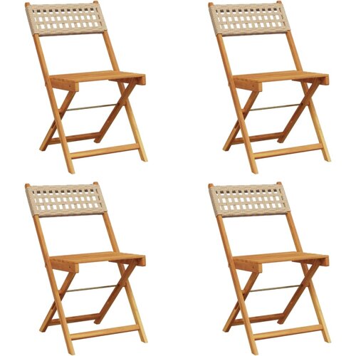 Maison Chic Zložljivi Vrtni Stoli - Stol za vrti 4 kosi bež poli ratan in trden les JS2851, (21875831) Slike