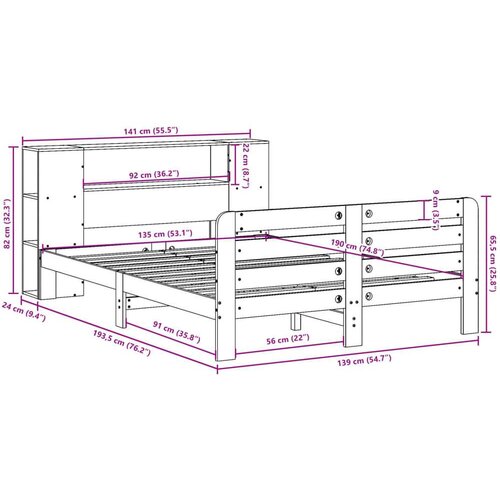 vidaXL Okvir kreveta bez madraca bijeli 135 x 190 cm masivna borovina Cijene