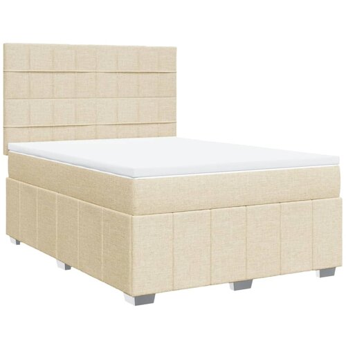 vidaXL Box spring postelja z vzmetnico krem 160x200 cm blago, (21306688) Cene