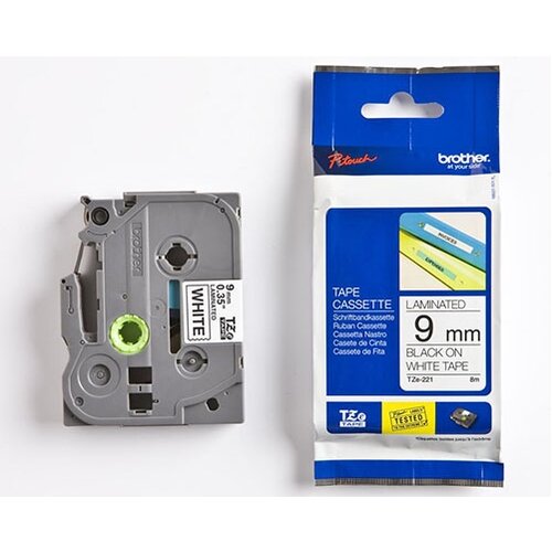Brother trak za tiskalnik nalepk P-TOUCH TZE221 bel/črn 9 mm Slike