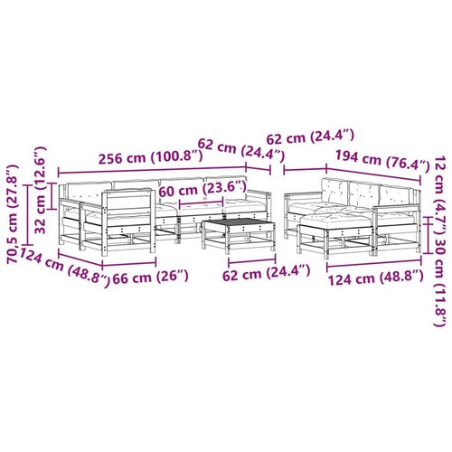  Set lounge namje&amp;scaron;taja za vrt 10 pcs Bakarno smeđa bor Slike