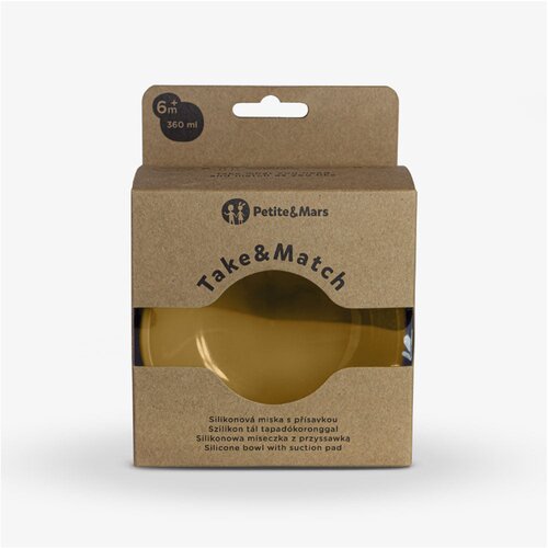 Petite&amp;amp;Mars Silikonska skleda z vakuumskim priseskom 360 ml Take&amp;amp;Match 6 m+, Intense Ochre Slike