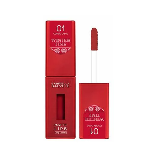 Gabriella Salvete Winter Time Matte Lips visoko pigmentirana tekoča šminka 4,5 ml odtenek 01 Candy Cane za ženske