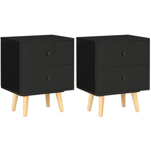 VidaXL Nočne omarice 2 kosa črne 40x30x50 cm trdna borovina Slike