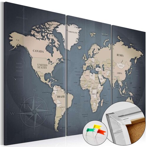  Slika na plutenoj podlozi - Anthracitic World [Cork Map] 120x80 Cijene