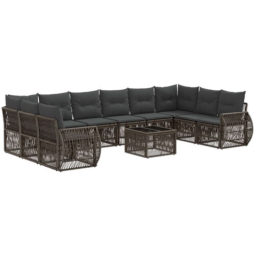 vidaXL Vrtna sedežna garnitura 11 pcs Siva in temno siva poli ratan, (5000305681) Cene
