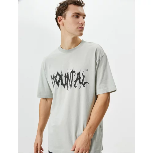 Koton Graffiti Printed T-Shirt with Slogan Relaxed Fit Crew Neck