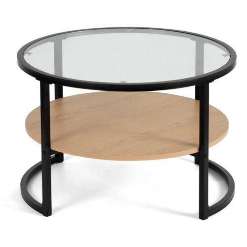 Bonami Essentials Crni/u prirodnoj boji okrugao stolić za kavu u dekoru hrasta &amp;oslash; 68 cm Zanu &amp;ndash; Slike
