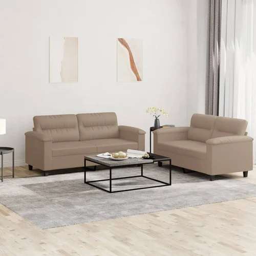 vidaXL 2-dijelni set sofa s jastucima boja cappuccina od umjetne kože