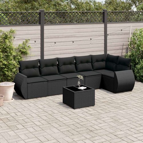  7-dijelni set vrtnih sofa od poliratana s jastucima crni Cijene