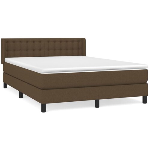  Box spring postelja z vzmetnico temno rjava 140x200 cm blago Cene