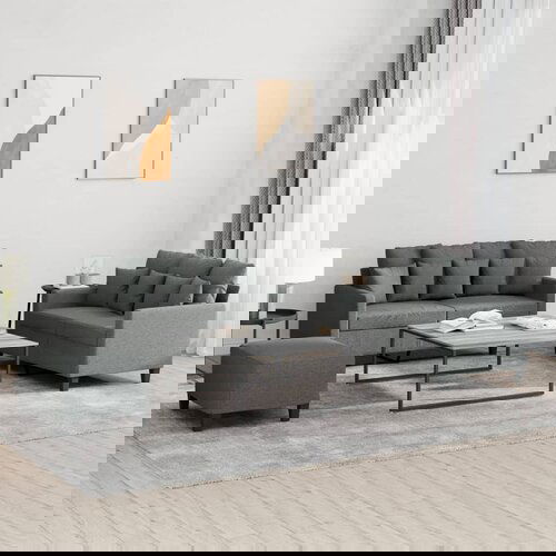 vidaXL Sedežna garnitura z blazinami 3-delna temno sivo blago Cene